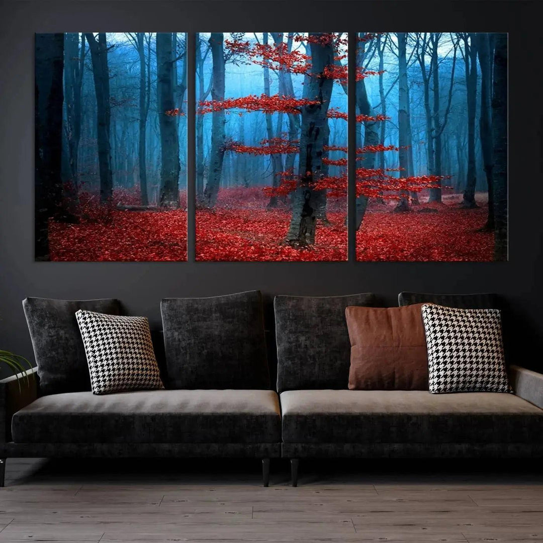 Beautiful Autumn Forest Landscape Large Wall Art Framed Canvas Print