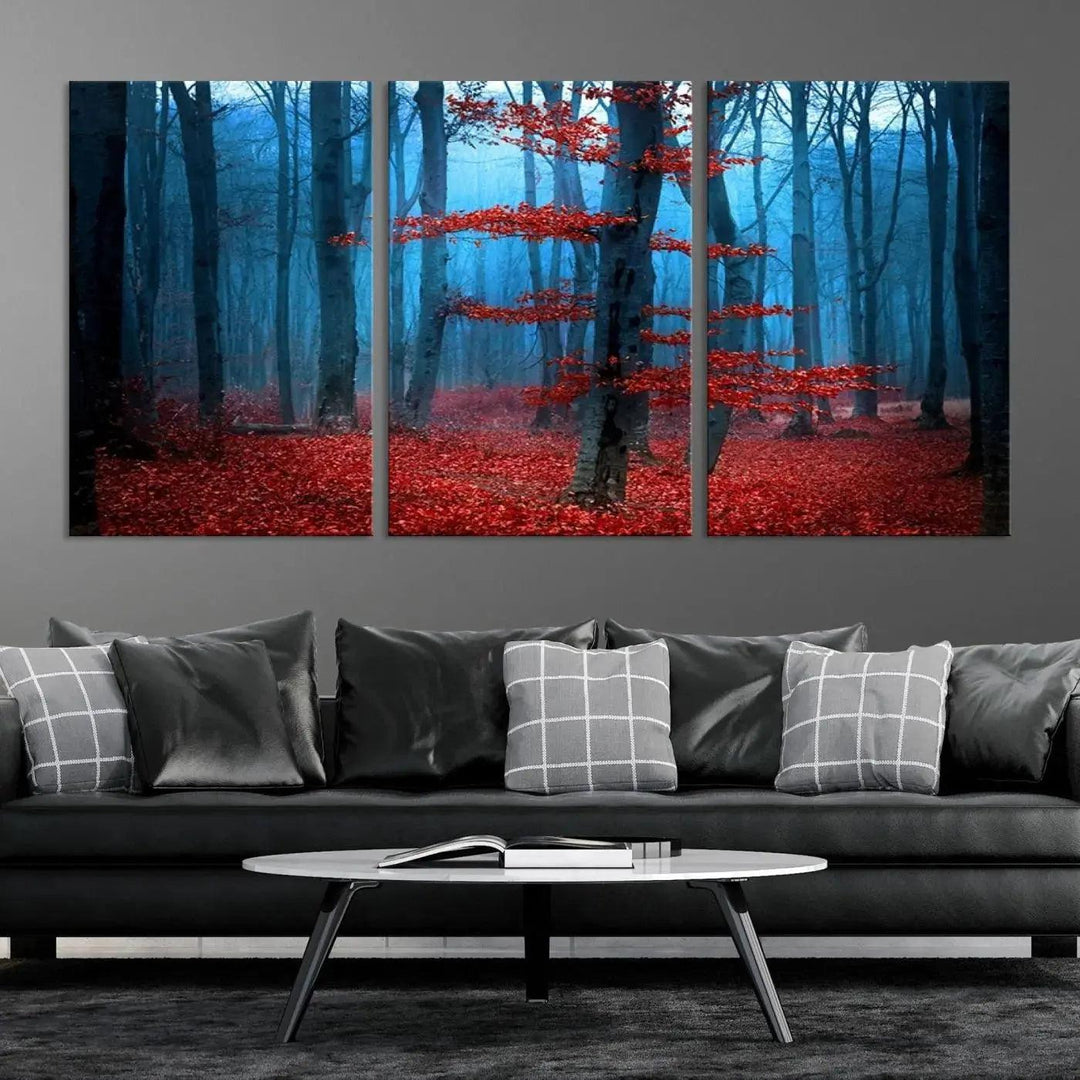 Beautiful Autumn Forest Landscape Large Wall Art Framed Canvas Print