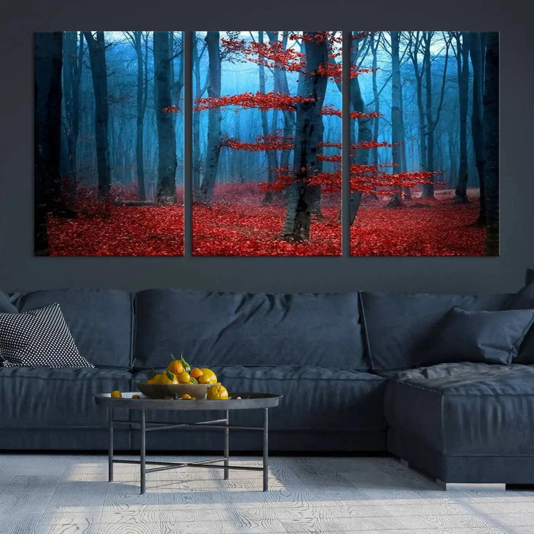 Beautiful Autumn Forest Landscape Large Wall Art Framed Canvas Print