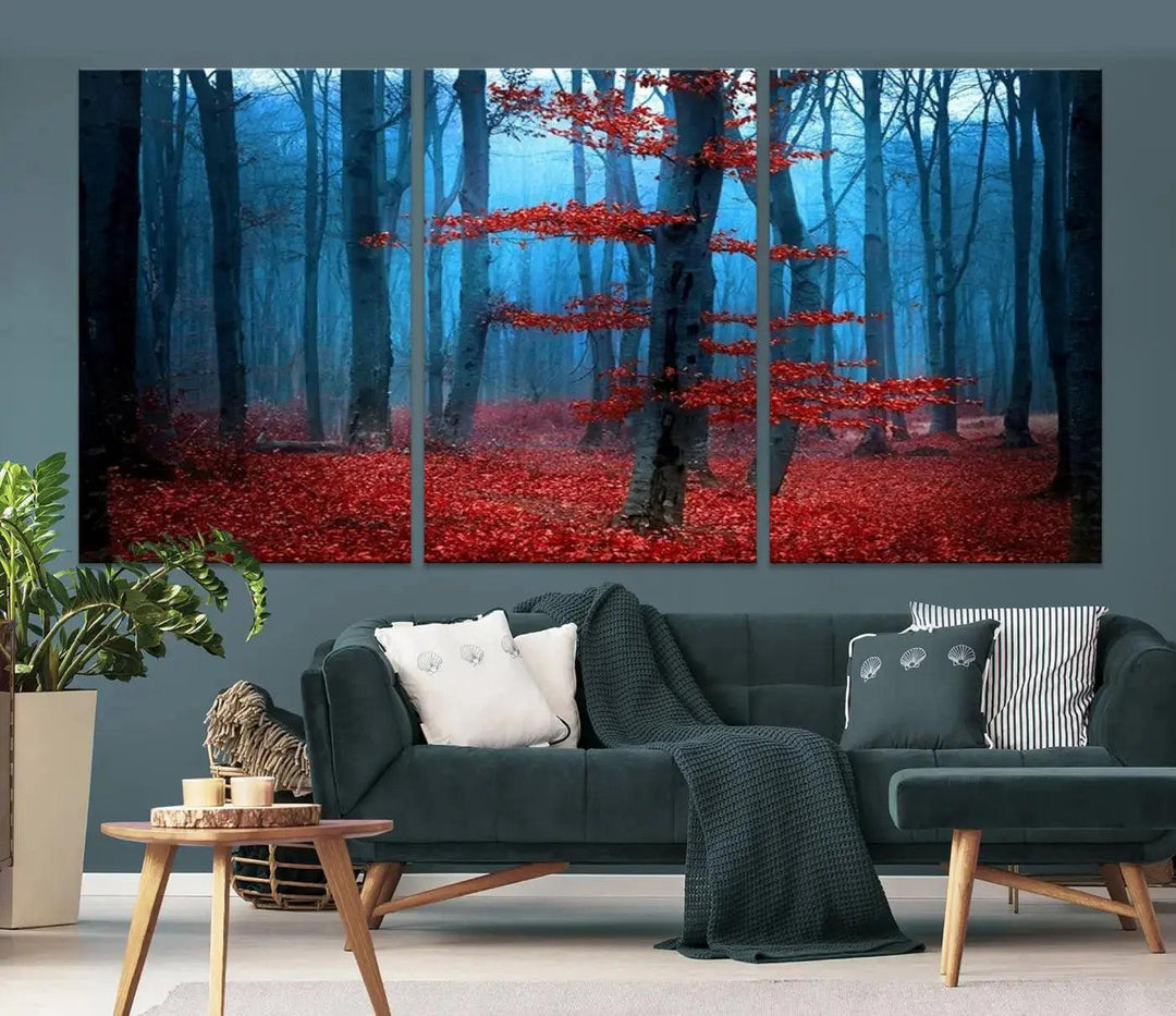 Beautiful Autumn Forest Landscape Large Wall Art Framed Canvas Print