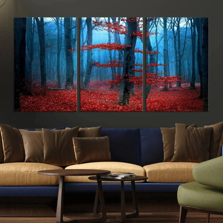 Beautiful Autumn Forest Landscape Large Wall Art Framed Canvas Print