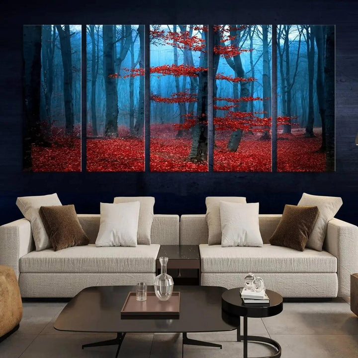 Beautiful Autumn Forest Landscape Large Wall Art Framed Canvas Print