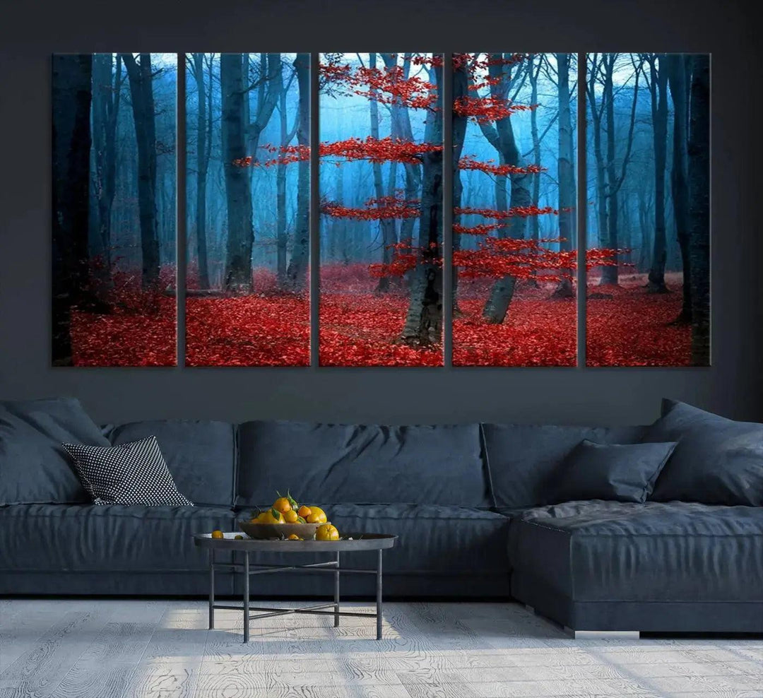 Beautiful Autumn Forest Landscape Large Wall Art Framed Canvas Print