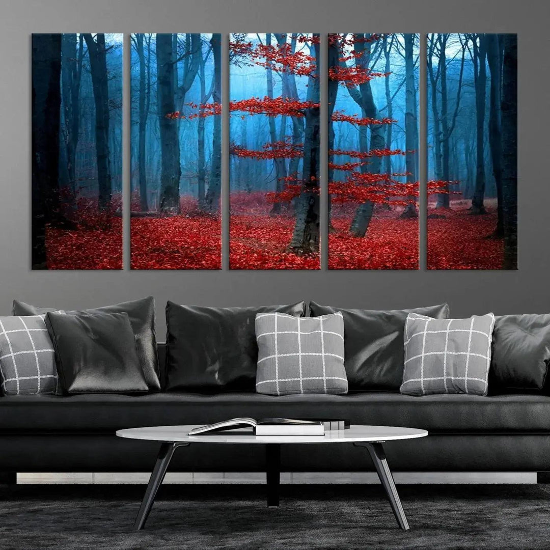 Beautiful Autumn Forest Landscape Large Wall Art Framed Canvas Print