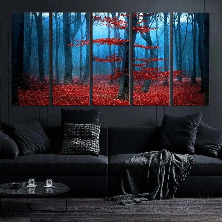 Beautiful Autumn Forest Landscape Large Wall Art Framed Canvas Print