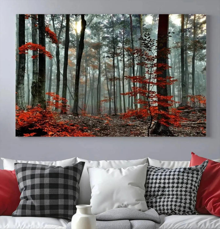 Beautiful Autumn Forest Landscape Wall Art Canvas Print for Living Room Decor