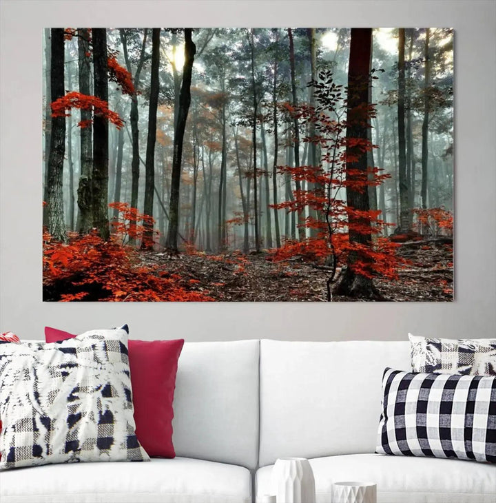 Beautiful Autumn Forest Landscape Wall Art Canvas Print for Living Room Decor