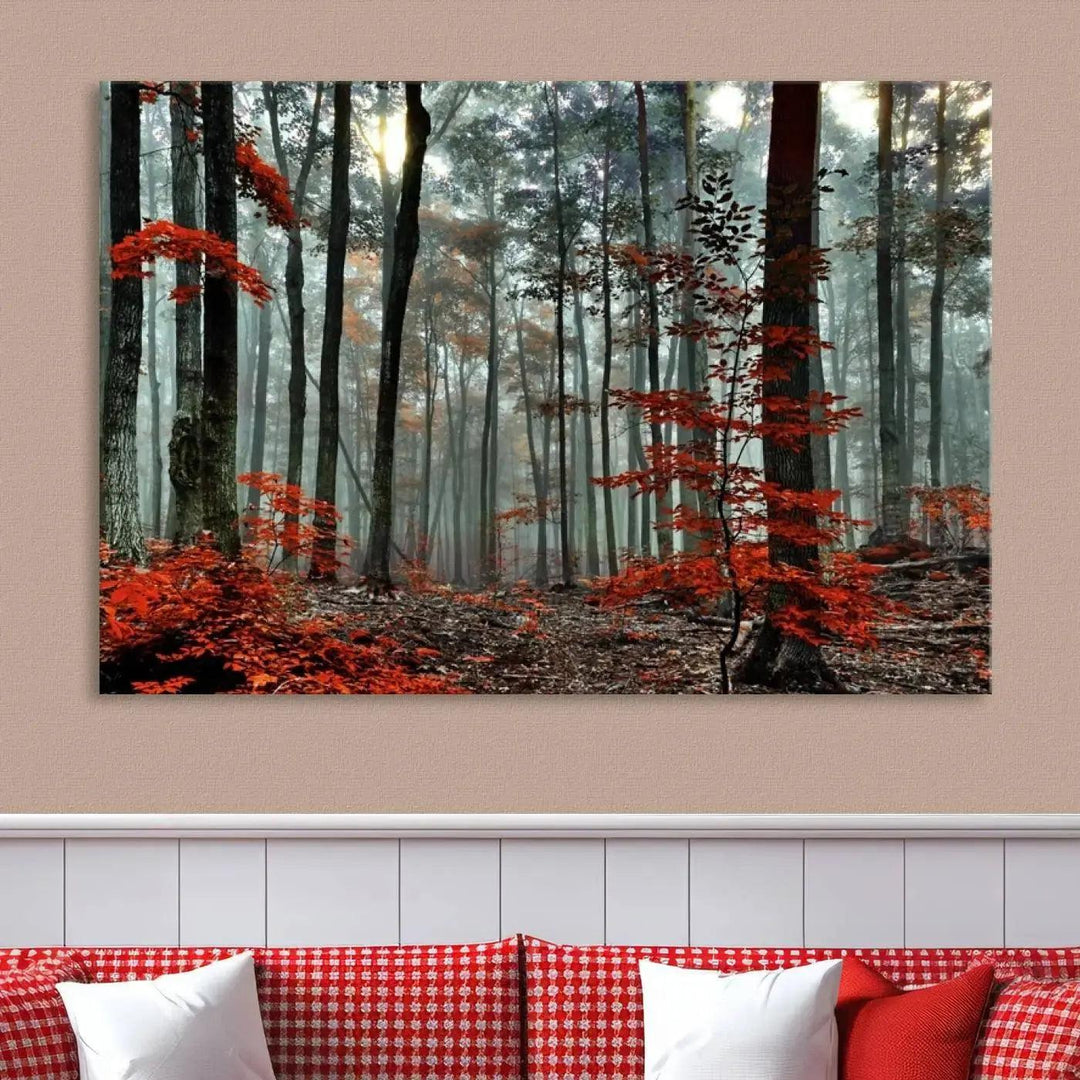 Beautiful Autumn Forest Landscape Wall Art Canvas Print for Living Room Decor