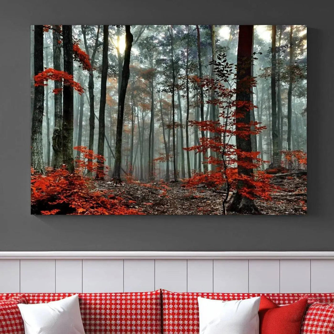 Beautiful Autumn Forest Landscape Wall Art Canvas Print for Living Room Decor