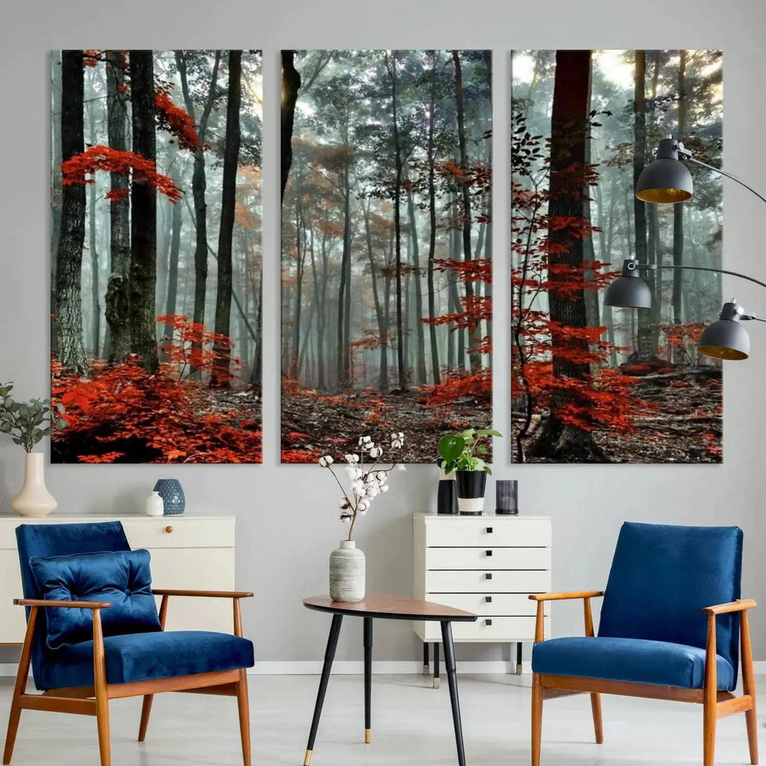 Beautiful Autumn Forest Landscape Wall Art Canvas Print for Living Room Decor