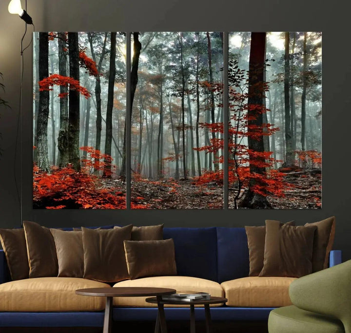 Beautiful Autumn Forest Landscape Wall Art Canvas Print for Living Room Decor