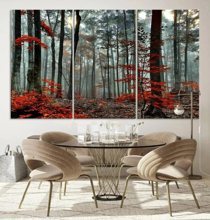 Beautiful Autumn Forest Landscape Wall Art Canvas Print for Living Room Decor