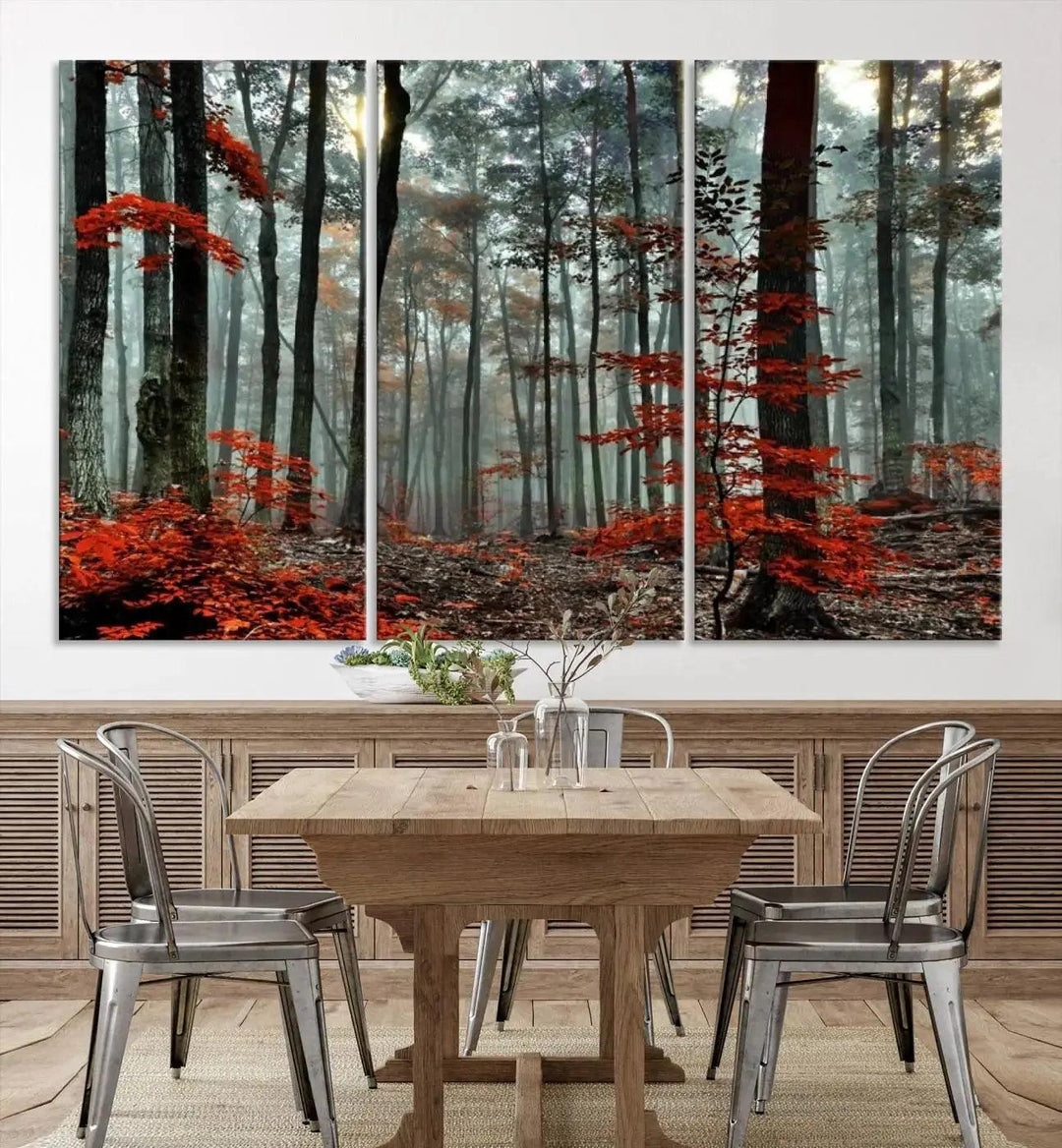 Beautiful Autumn Forest Landscape Wall Art Canvas Print for Living Room Decor