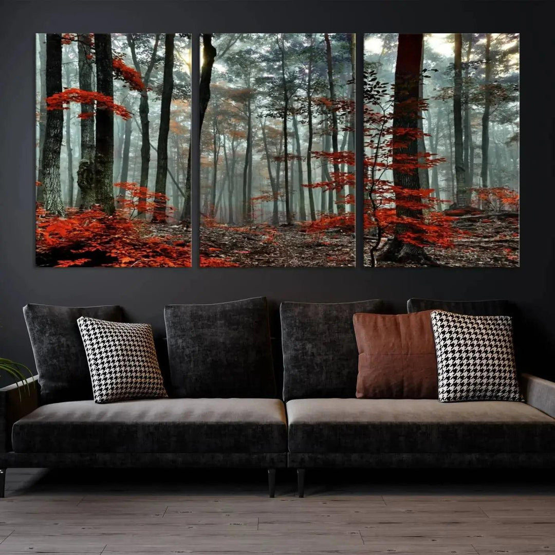 Beautiful Autumn Forest Landscape Wall Art Canvas Print for Living Room Decor