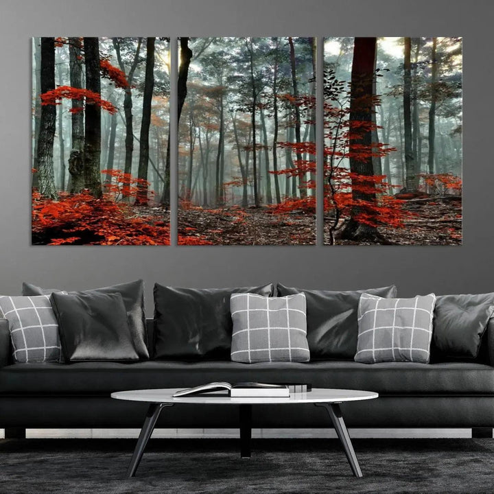 Beautiful Autumn Forest Landscape Wall Art Canvas Print for Living Room Decor