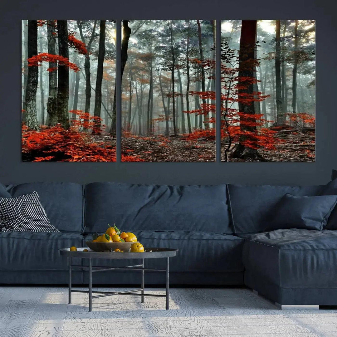 Beautiful Autumn Forest Landscape Wall Art Canvas Print for Living Room Decor