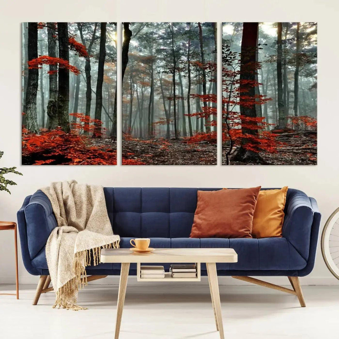 Beautiful Autumn Forest Landscape Wall Art Canvas Print for Living Room Decor