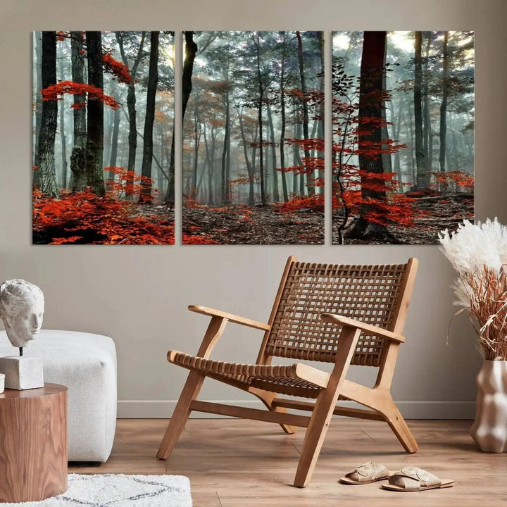 Beautiful Autumn Forest Landscape Wall Art Canvas Print for Living Room Decor