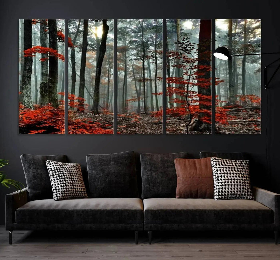 Beautiful Autumn Forest Landscape Wall Art Canvas Print for Living Room Decor