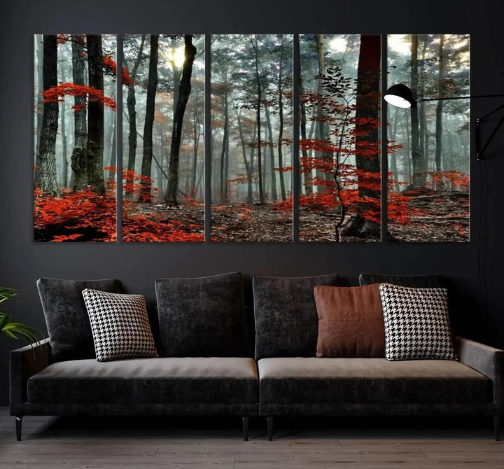 Beautiful Autumn Forest Landscape Wall Art Canvas Print for Living Room Decor