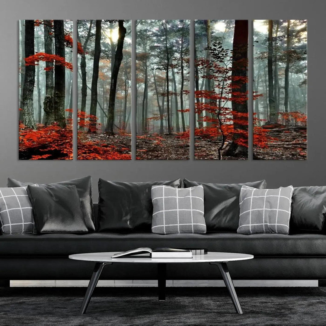 Beautiful Autumn Forest Landscape Wall Art Canvas Print for Living Room Decor