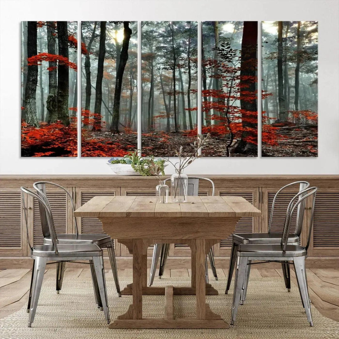 Beautiful Autumn Forest Landscape Wall Art Canvas Print for Living Room Decor