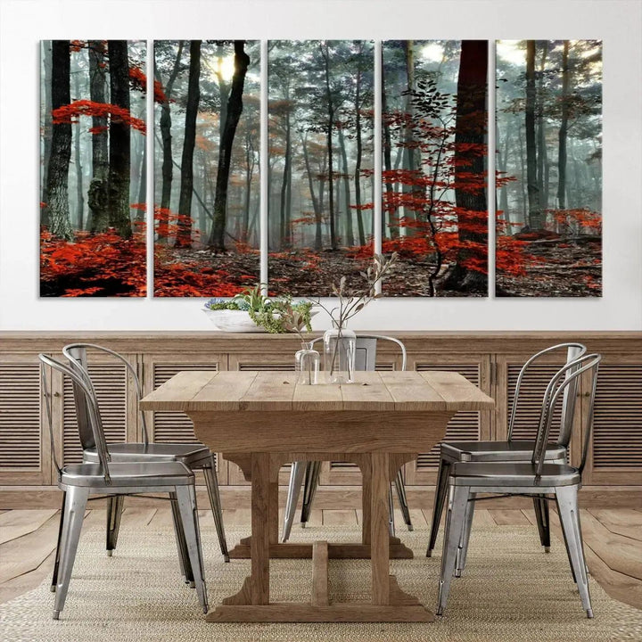 Beautiful Autumn Forest Landscape Wall Art Canvas Print for Living Room Decor