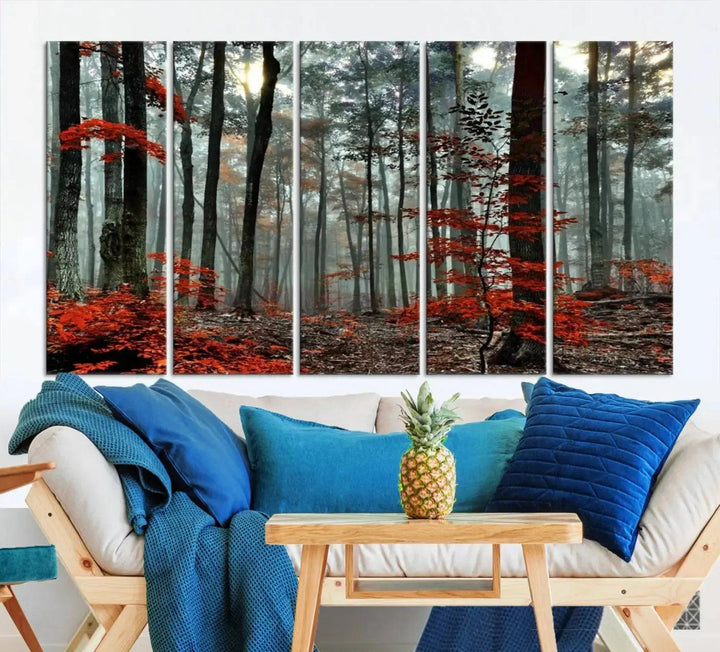 Beautiful Autumn Forest Landscape Wall Art Canvas Print for Living Room Decor