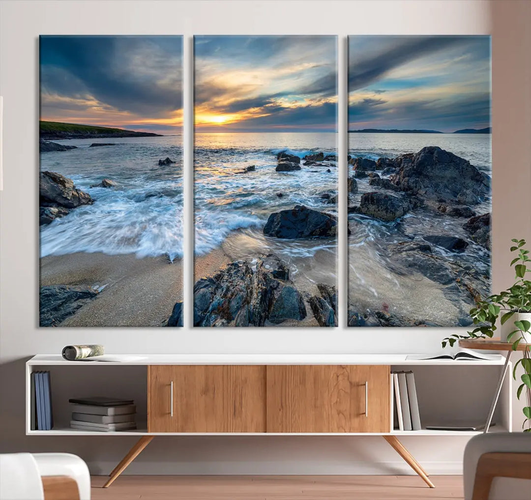 Beautiful Sunset at Bagh Steinigidh Beach Canvas Wall Art Print