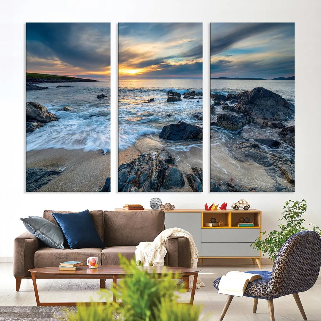 Beautiful Sunset at Bagh Steinigidh Beach Canvas Wall Art Print