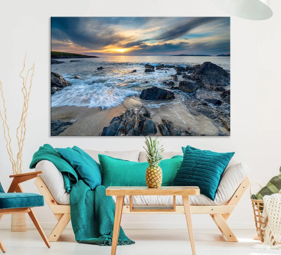 Beautiful Sunset at Bagh Steinigidh Beach Canvas Wall Art Print