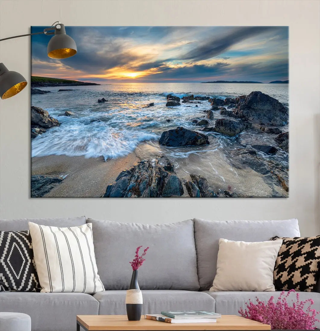 Beautiful Sunset at Bagh Steinigidh Beach Canvas Wall Art Print