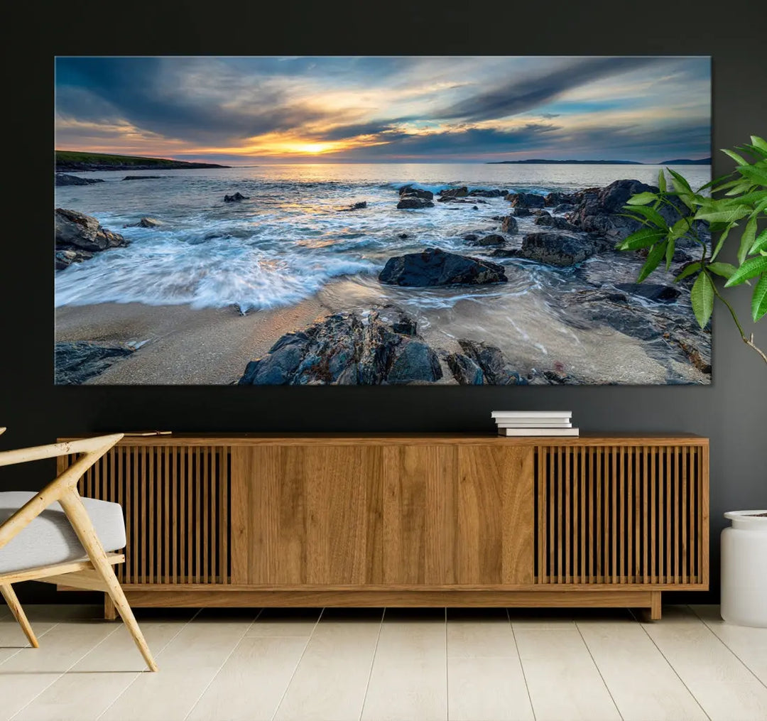 Beautiful Sunset at Bagh Steinigidh Beach Canvas Wall Art Print