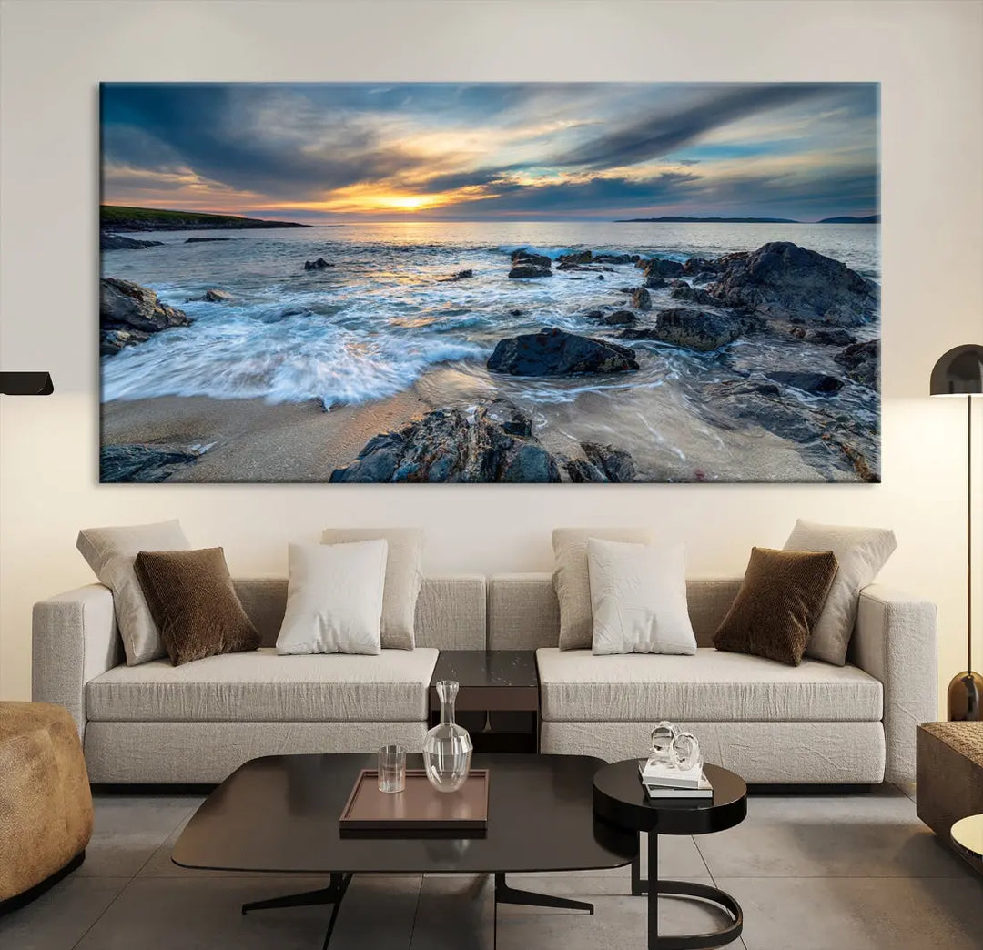 Beautiful Sunset at Bagh Steinigidh Beach Canvas Wall Art Print