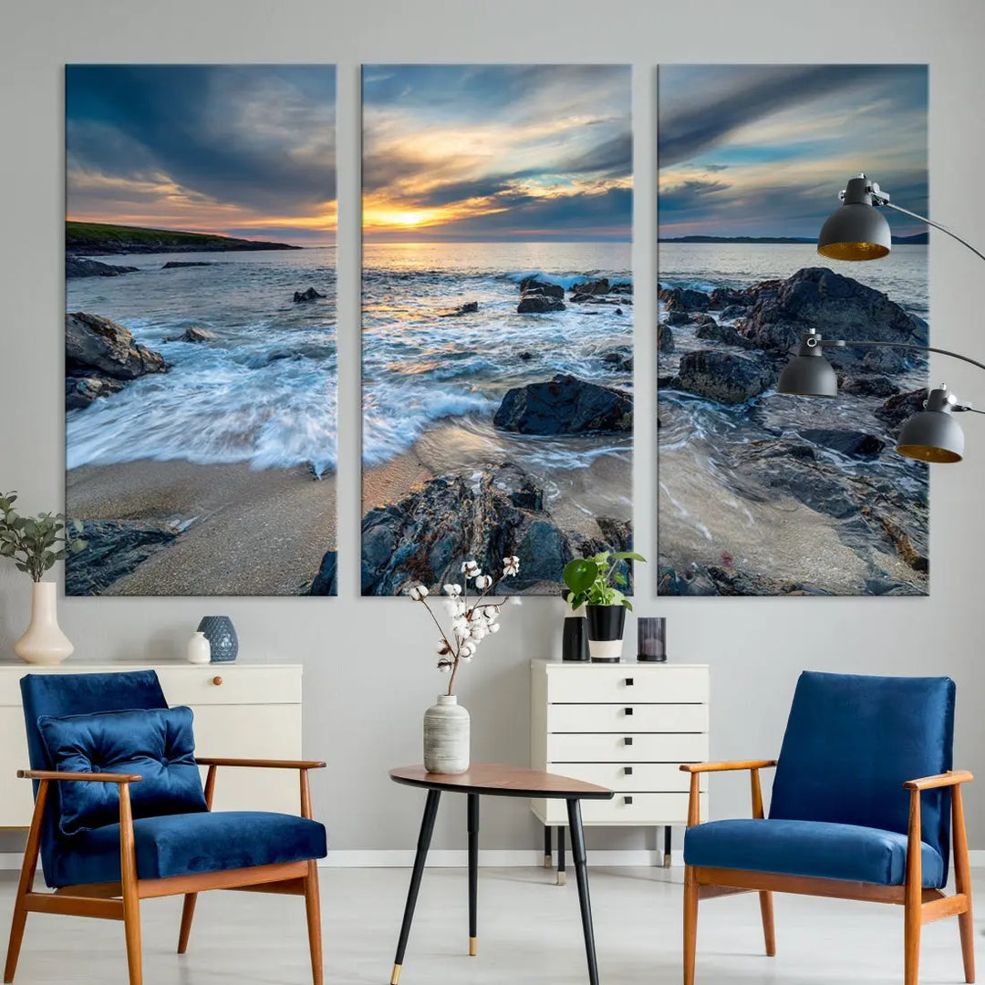 Beautiful Sunset at Bagh Steinigidh Beach Canvas Wall Art Print