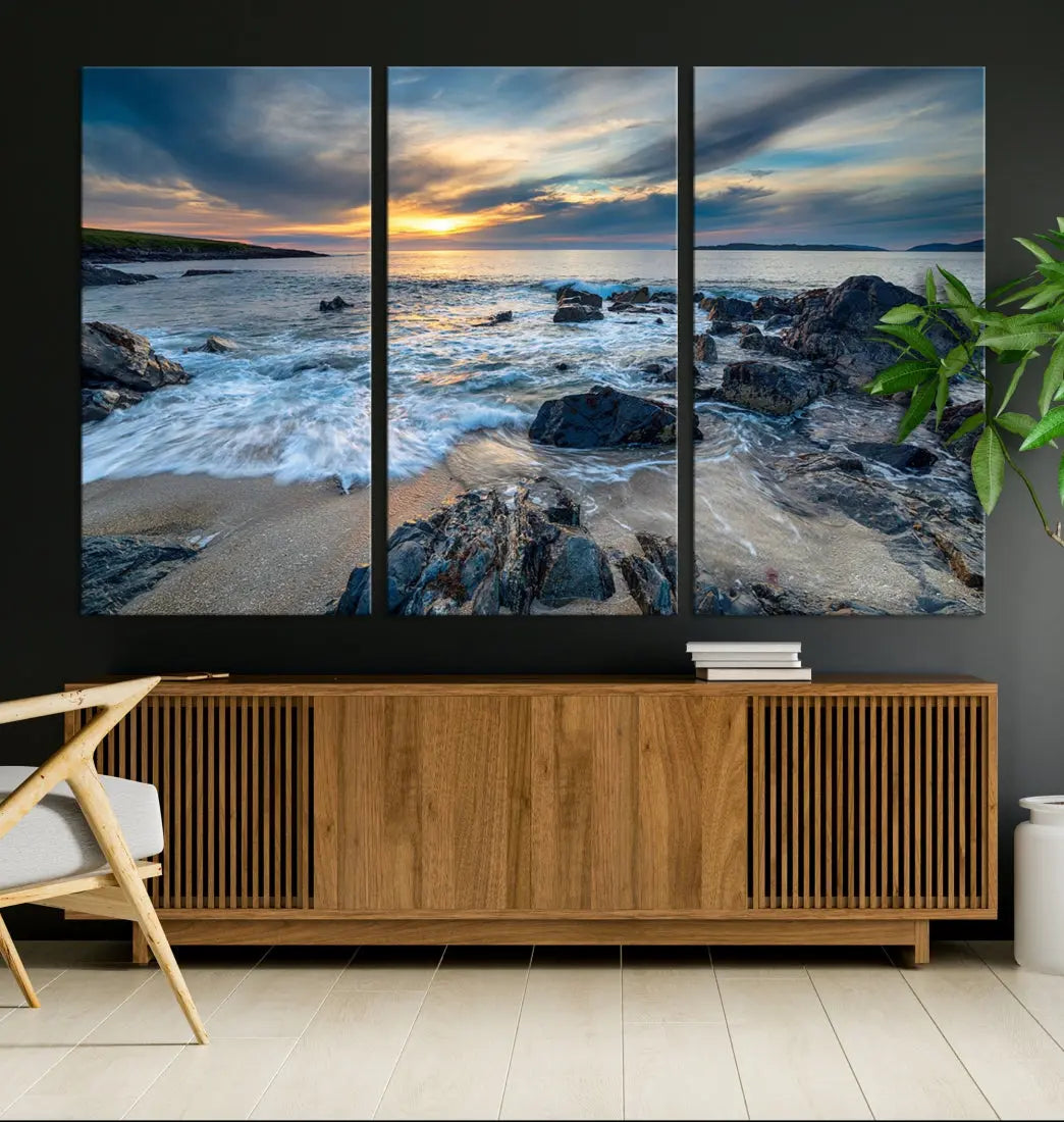 Beautiful Sunset at Bagh Steinigidh Beach Canvas Wall Art Print