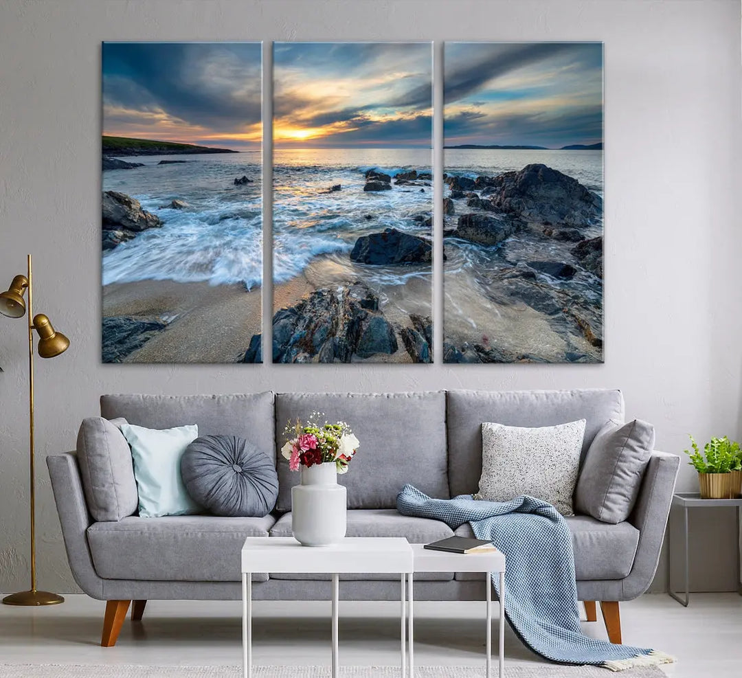 Beautiful Sunset at Bagh Steinigidh Beach Canvas Wall Art Print