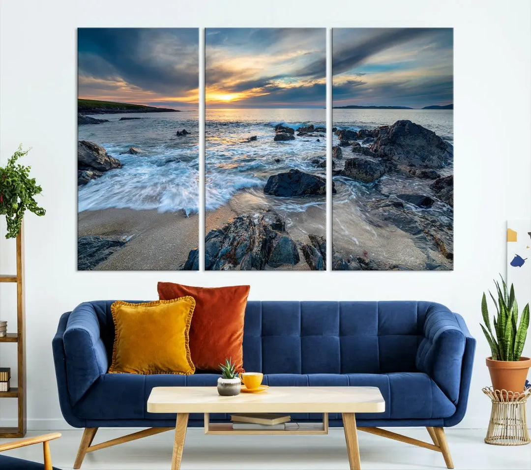 Beautiful Sunset at Bagh Steinigidh Beach Canvas Wall Art Print