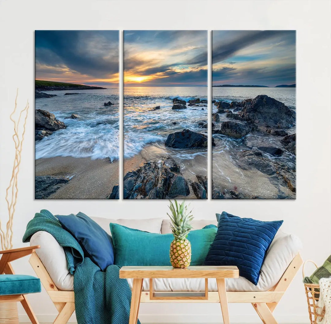 Beautiful Sunset at Bagh Steinigidh Beach Canvas Wall Art Print