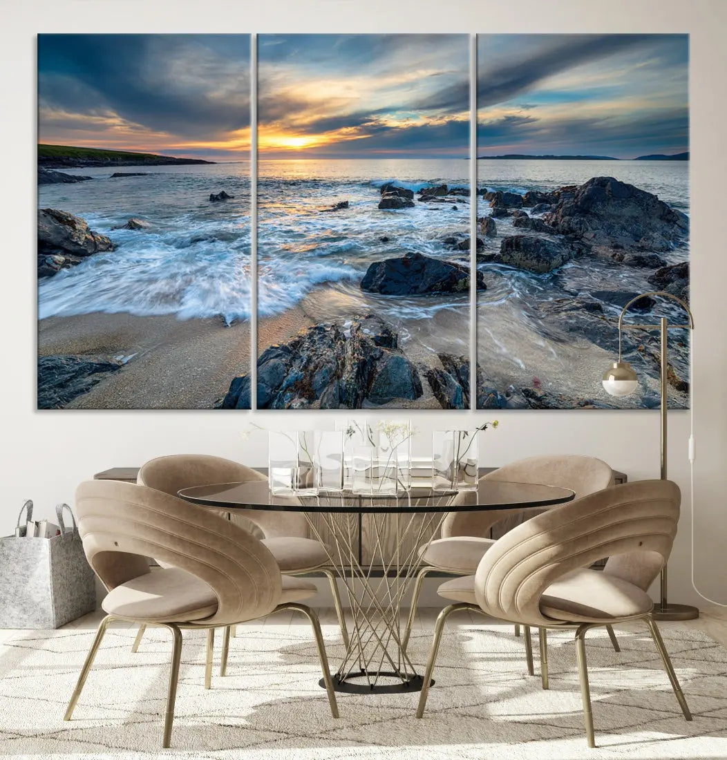 Beautiful Sunset at Bagh Steinigidh Beach Canvas Wall Art Print