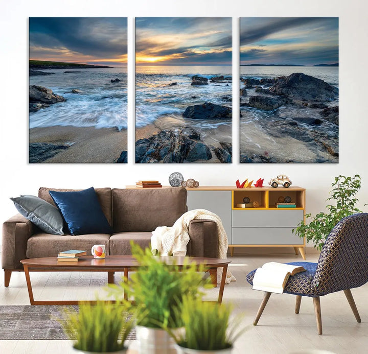 Beautiful Sunset at Bagh Steinigidh Beach Canvas Wall Art Print