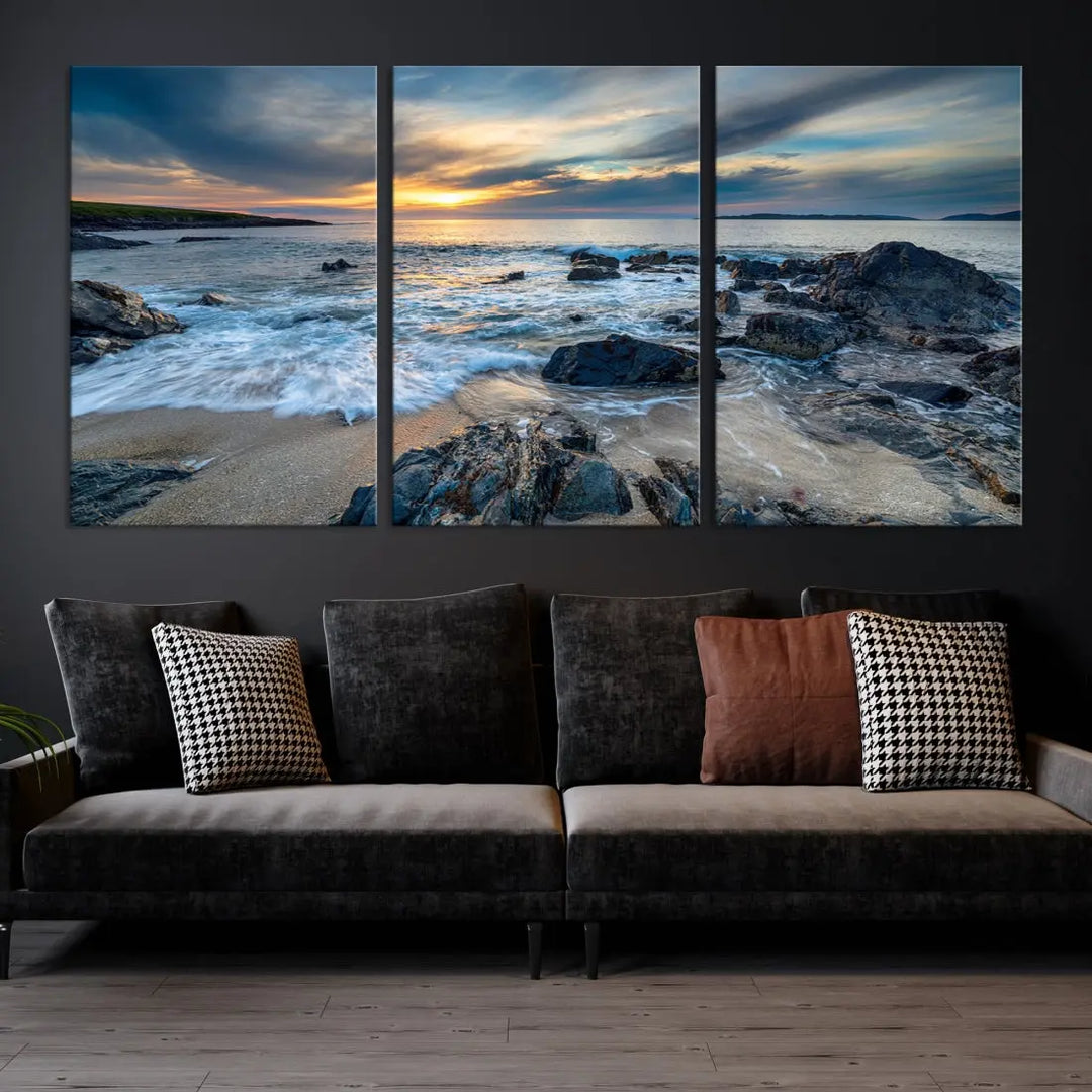 Beautiful Sunset at Bagh Steinigidh Beach Canvas Wall Art Print