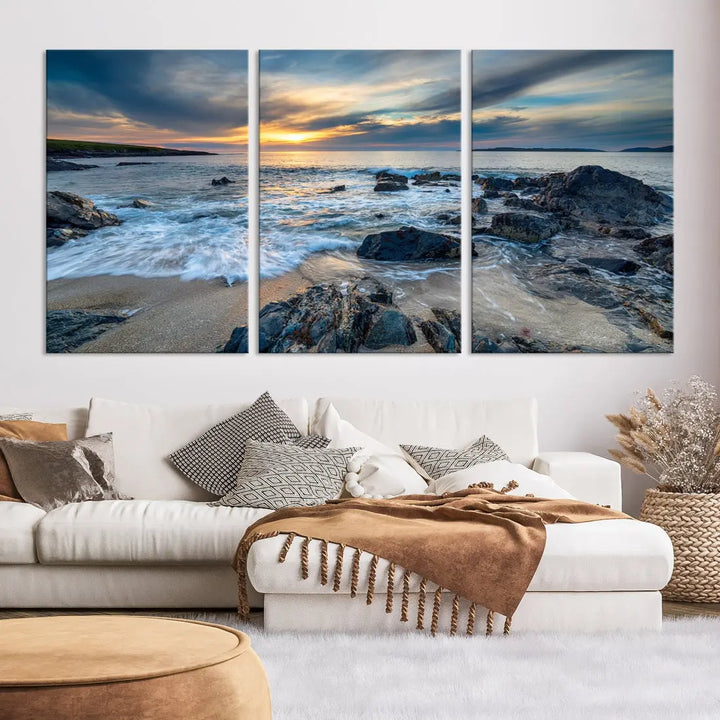 Beautiful Sunset at Bagh Steinigidh Beach Canvas Wall Art Print