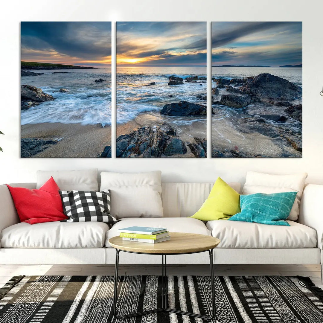 Beautiful Sunset at Bagh Steinigidh Beach Canvas Wall Art Print