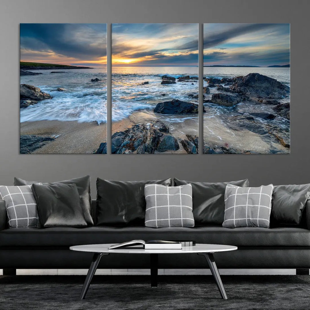 Beautiful Sunset at Bagh Steinigidh Beach Canvas Wall Art Print