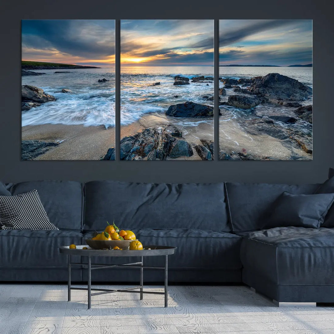 Beautiful Sunset at Bagh Steinigidh Beach Canvas Wall Art Print