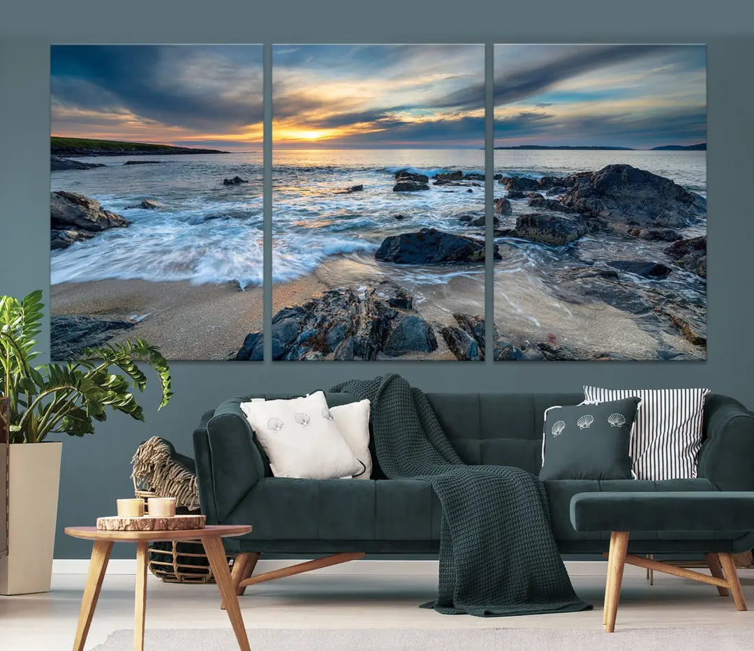 Beautiful Sunset at Bagh Steinigidh Beach Canvas Wall Art Print