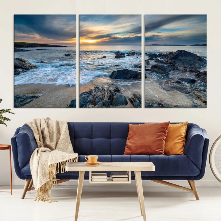 Beautiful Sunset at Bagh Steinigidh Beach Canvas Wall Art Print