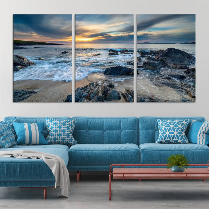 Beautiful Sunset at Bagh Steinigidh Beach Canvas Wall Art Print