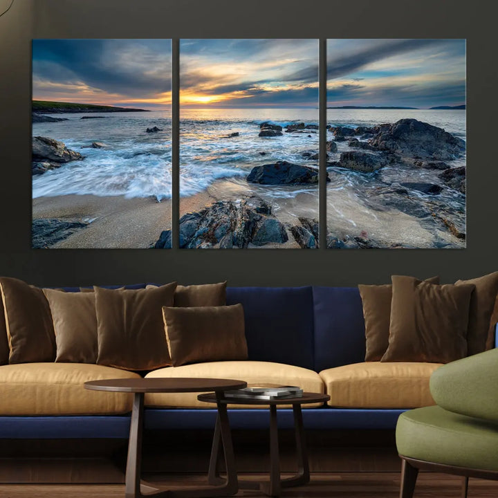 Beautiful Sunset at Bagh Steinigidh Beach Canvas Wall Art Print